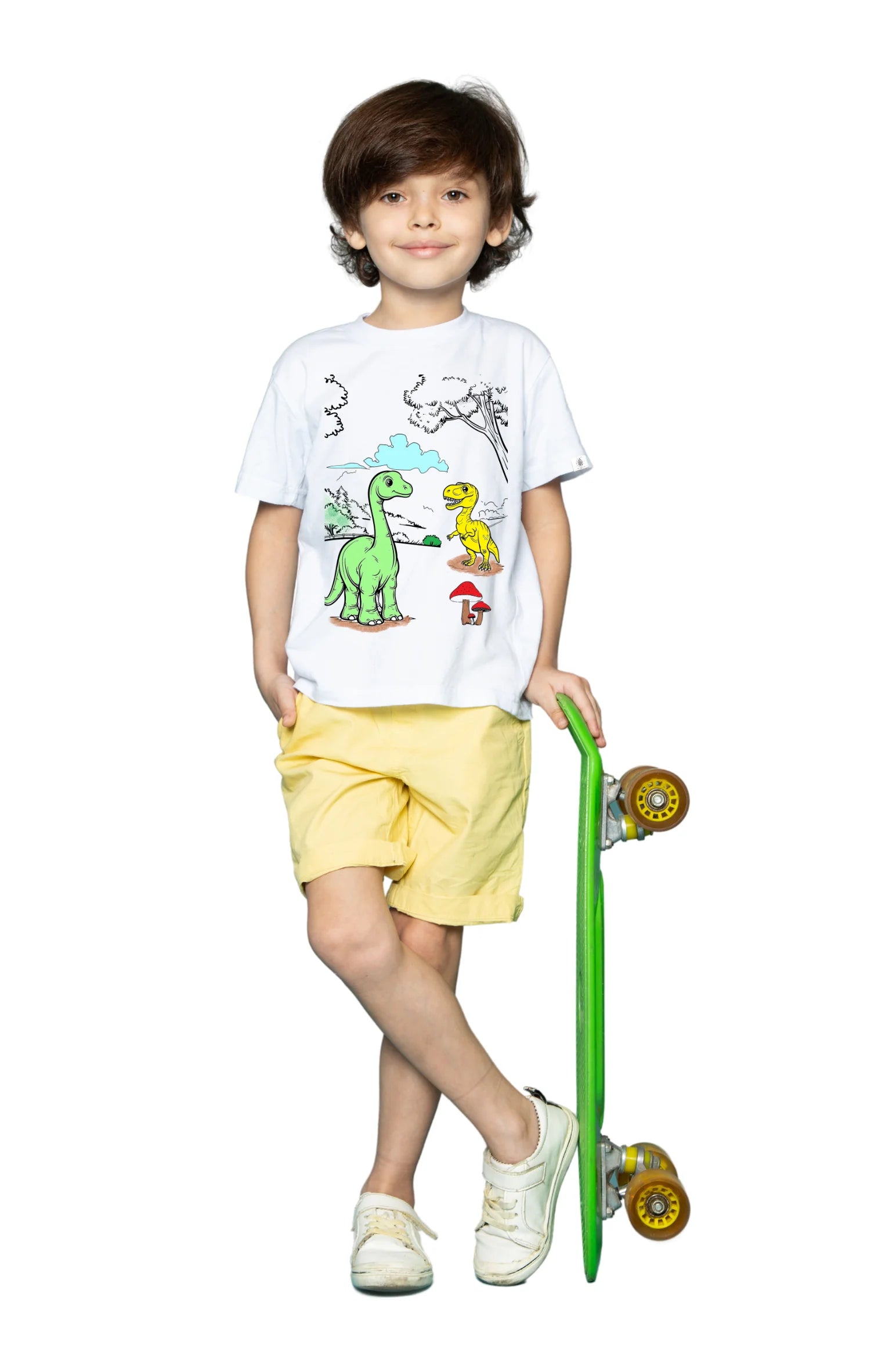 Cocoon Cotton Kids' Dinosaur Coloring T-Shirt (2 Years to 13 Years)