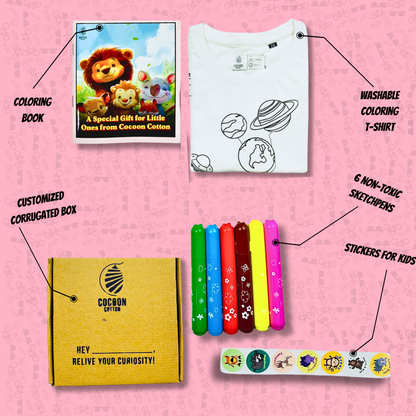 Cocoon Cotton Kids' Dinosaur Coloring T-Shirt (2 Years to 13 Years)