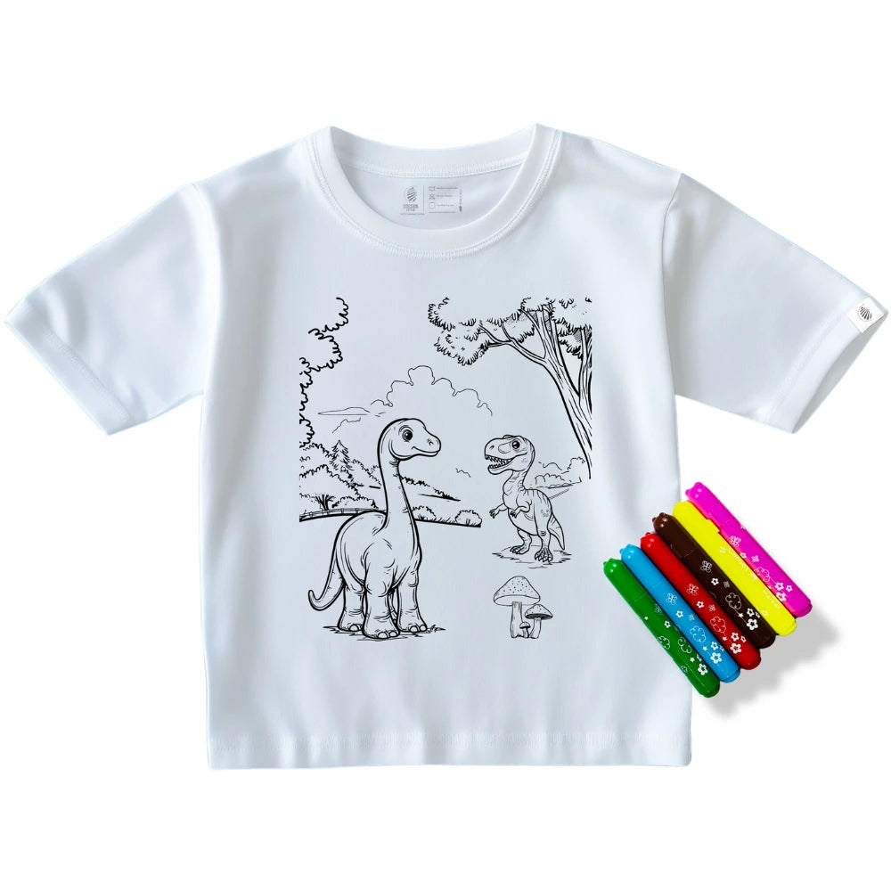 Cocoon Cotton Kids' Dinosaur Coloring T-Shirt (2 Years to 13 Years)