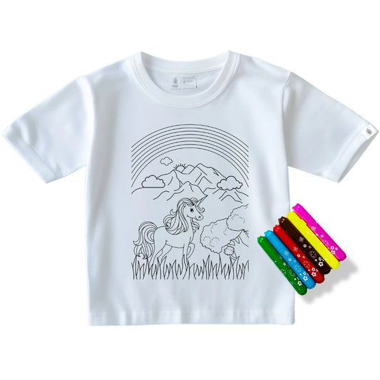 Cocoon Cotton Kids' Unicorn Coloring T-Shirt (2 Years to 13 Years)